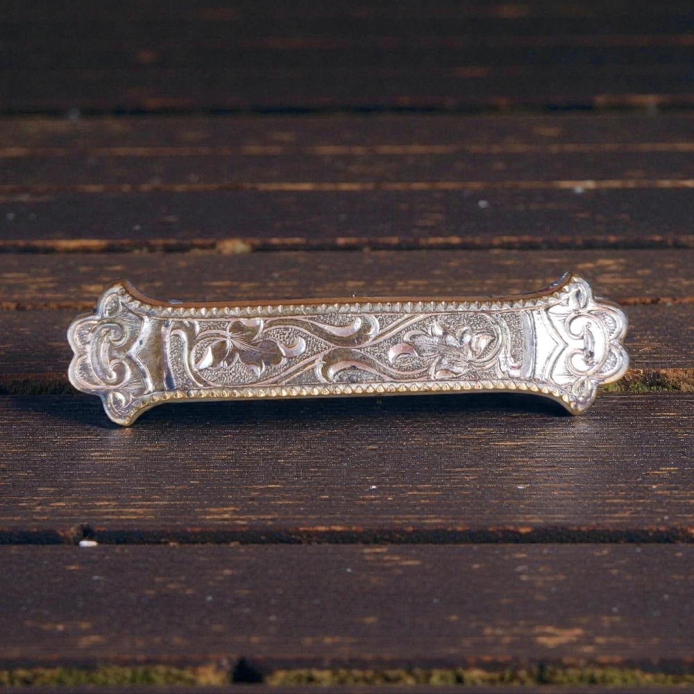 Antique Victorian Gold Filled Etched Bar Brooch